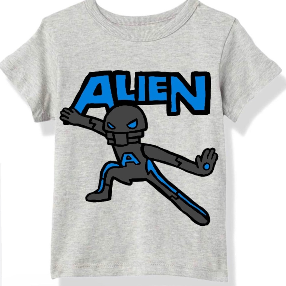 Toddler Grey Graphic Alien Shirt Boys